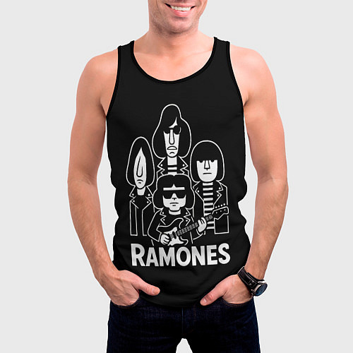 Мужская майка без рукавов Ramones, силуэты / 3D-Черный – фото 3