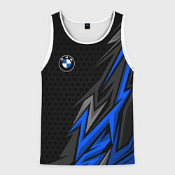 Майка-безрукавка мужская БМВ - синий спорт, цвет: 3D-белый