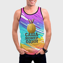 Майка-безрукавка мужская Медаль Саша номер один, цвет: 3D-черный — фото 2