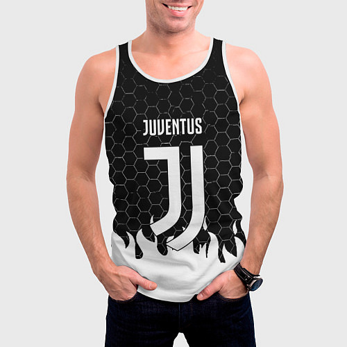 Мужская майка без рукавов Juventus соты огонь / 3D-Белый – фото 3