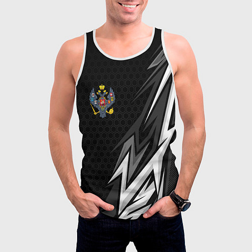 Мужская майка без рукавов Российская империя - спортивный / 3D-Белый – фото 3