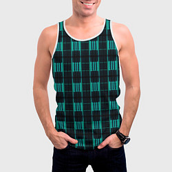 Майка-безрукавка мужская Color neon blue black, цвет: 3D-белый — фото 2