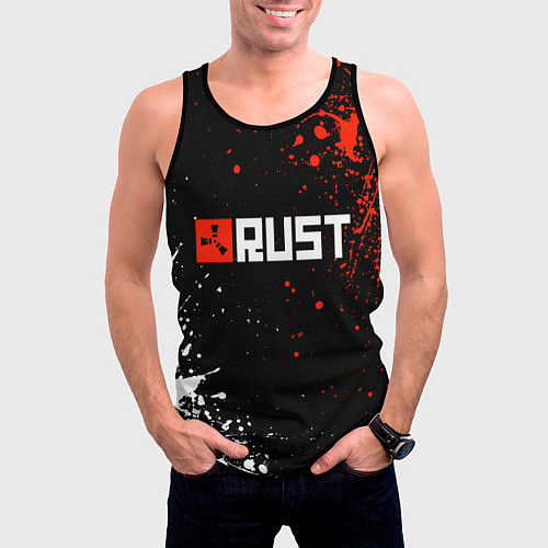 Мужская майка без рукавов Раст - лого / 3D-Черный – фото 3