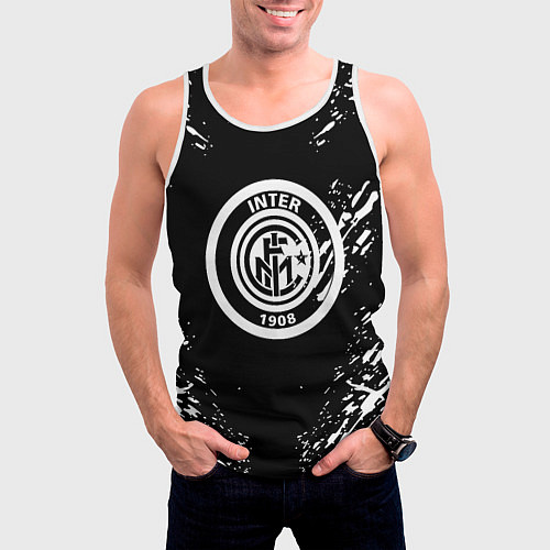 Мужская майка без рукавов Inter белые штрихи красок / 3D-Белый – фото 3