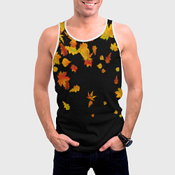 Майка-безрукавка мужская Осенние листья на черном, цвет: 3D-белый — фото 2