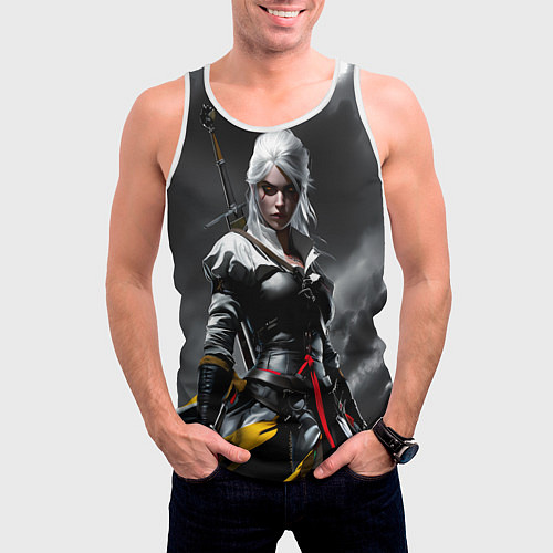 Мужская майка без рукавов Цири из Ведьмака / 3D-Белый – фото 3