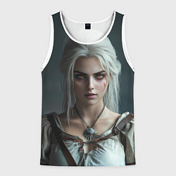 Майка-безрукавка мужская Цири с янтарными глазами, цвет: 3D-белый