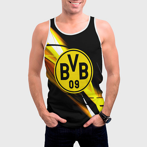 Мужская майка без рукавов Borussia спортивная геометрия / 3D-Белый – фото 3