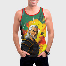 Майка-безрукавка мужская Ведьмак в аниме стиле, цвет: 3D-красный — фото 2