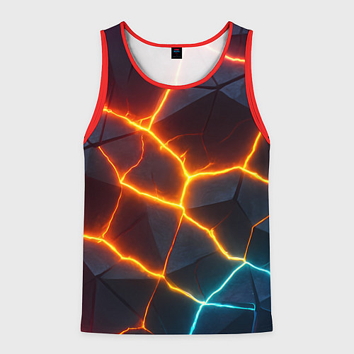 Мужская майка без рукавов Разноцветный неон из плит / 3D-Красный – фото 1