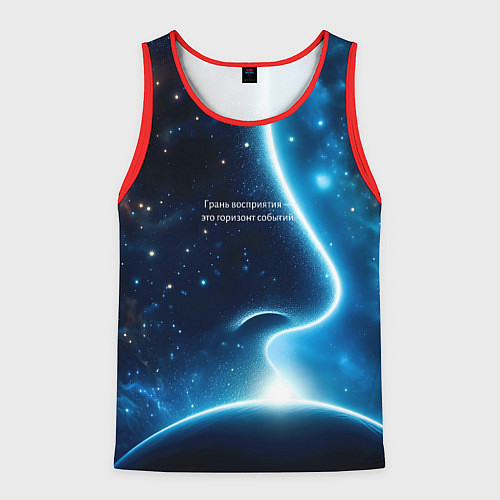 Мужская майка без рукавов Лицо из света в космосе - грань восприятия это гор / 3D-Красный – фото 1