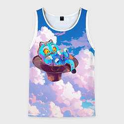 Майка-безрукавка мужская Tiger Derpy in the clouds, цвет: 3D-белый
