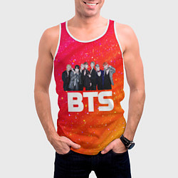 Майка-безрукавка мужская BTS блестящий фон, цвет: 3D-белый — фото 2