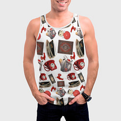 Майка-безрукавка мужская Неваляшка утюг ретро авоська петушок телефон, цвет: 3D-белый — фото 2