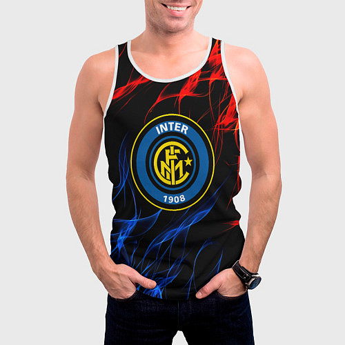 Мужская майка без рукавов Интер битва огней / 3D-Белый – фото 3