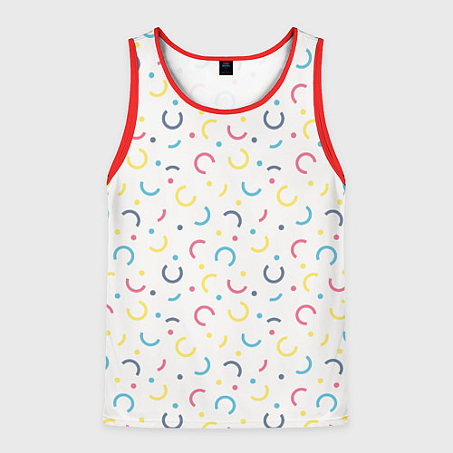 Мужская майка без рукавов Цветные точки и дуги на белом / 3D-Красный – фото 1