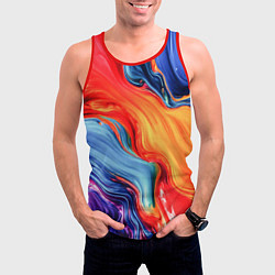Майка-безрукавка мужская Красно-синие масляные краски смешение абстракция, цвет: 3D-красный — фото 2