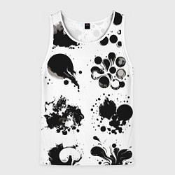 Майка-безрукавка мужская Чёрно-белые кляксы - абстракция, цвет: 3D-белый