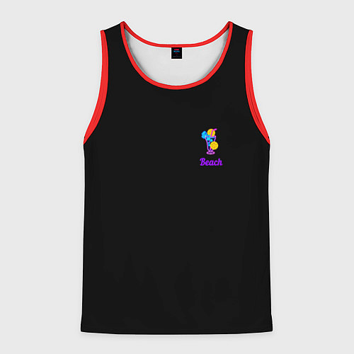 Мужская майка без рукавов Night beach / 3D-Красный – фото 1