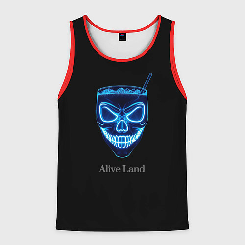Мужская майка без рукавов Neon skull cocktail / 3D-Красный – фото 1