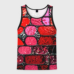 Майка-безрукавка мужская Рубиновый красный витражные плитки, цвет: 3D-черный