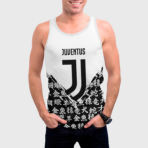 Мужская майка без рукавов Juventus символы китайские / 3D-Белый – фото 3