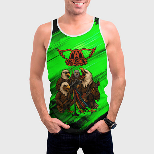 Мужская майка без рукавов Aerosmith орлы / 3D-Белый – фото 3