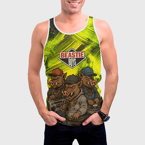 Мужская майка без рукавов Beastie boys в образе кабанов / 3D-Белый – фото 3