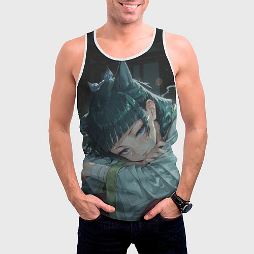 Мужская майка без рукавов Маомао с кошачьими ушками / 3D-Белый – фото 3