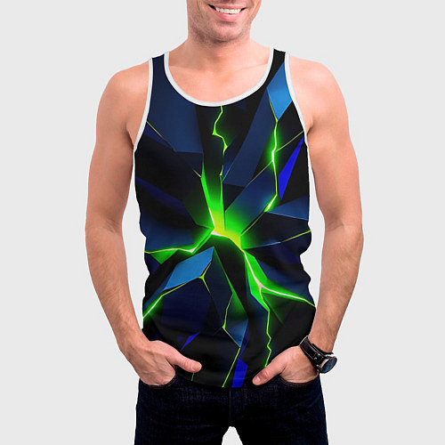 Мужская майка без рукавов Neon green glow / 3D-Белый – фото 3
