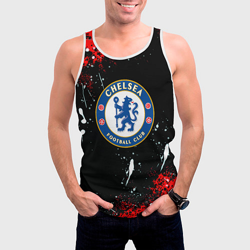 Мужская майка без рукавов Chelsea брызги красок текстура / 3D-Белый – фото 3