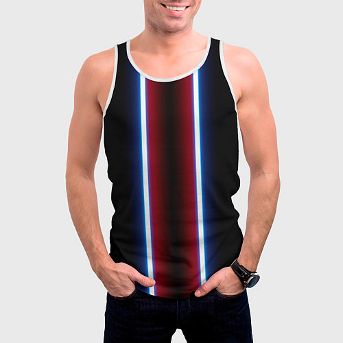 Мужская майка без рукавов Color white blue red neon / 3D-Белый – фото 3