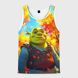 Майка-безрукавка мужская Шрек осенний фон, цвет: 3D-белый