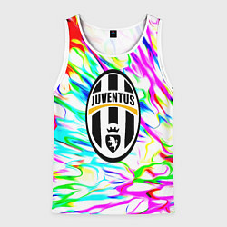 Майка-безрукавка мужская Ювентус жидкие краски текстура, цвет: 3D-белый