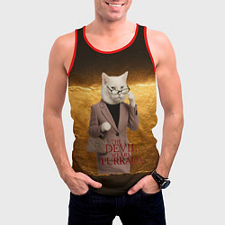 Майка-безрукавка мужская Дьявол носит Пурада пародия, цвет: 3D-красный — фото 2