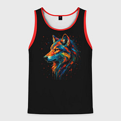 Майка-безрукавка мужская Волков бояться разноцветный арт, цвет: 3D-красный