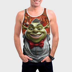 Майка-безрукавка мужская Шрек в деловом костюме, цвет: 3D-белый — фото 2