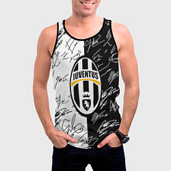 Майка-безрукавка мужская Ювентус автографы полосы, цвет: 3D-черный — фото 2