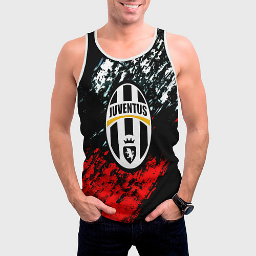 Мужская майка без рукавов Juventus краски штрихи текстура / 3D-Белый – фото 3