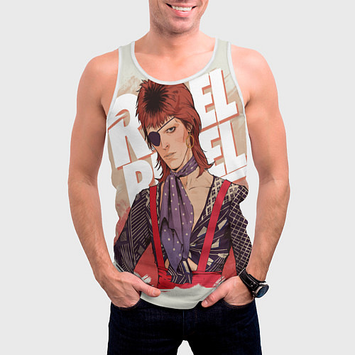 Мужская майка без рукавов David Bowie Rebel Rebel / 3D-Белый – фото 3