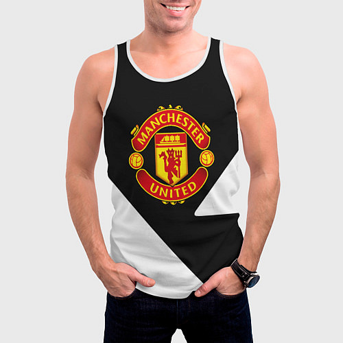 Мужская майка без рукавов Манчестер Юнайтед полосы / 3D-Белый – фото 3