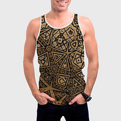 Майка-безрукавка мужская Золотая метаморфоза на черном, цвет: 3D-белый — фото 2