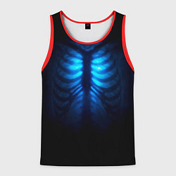 Майка-безрукавка мужская Душа синяя - позвоночник и рёбра просвечиваются, цвет: 3D-красный