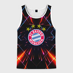 Майка-безрукавка мужская Бавария Мюнхен неоновая абстракция, цвет: 3D-белый