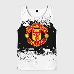 Майка-безрукавка мужская Манчестер Юнайтед черно белые краски лого, цвет: 3D-белый