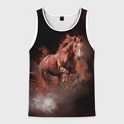 Майка-безрукавка мужская Коричневая лошадь в прыжке, цвет: 3D-белый