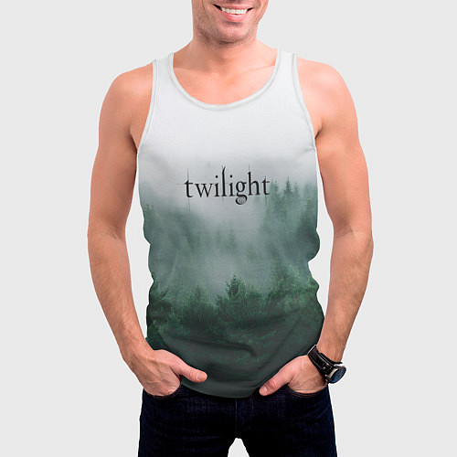 Мужская майка без рукавов Twilight forest / 3D-Белый – фото 3