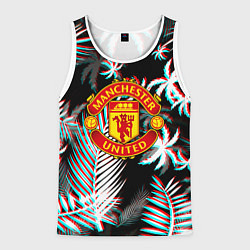 Майка-безрукавка мужская Манчестер Юнайтед тропики глитч, цвет: 3D-белый