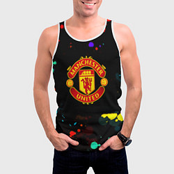 Майка-безрукавка мужская Манчестер Юнайтед краски неон, цвет: 3D-белый — фото 2