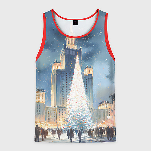 Мужская майка без рукавов Новый год в Москве / 3D-Красный – фото 1